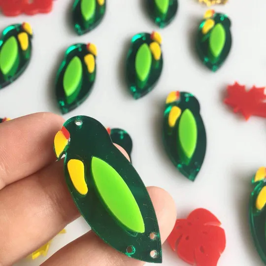 Parrots for Earrings / 12 Pieces, 50mm