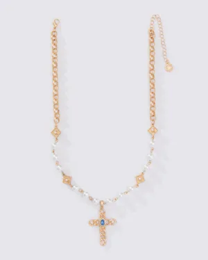 PEARL CROSS NECKLACE
