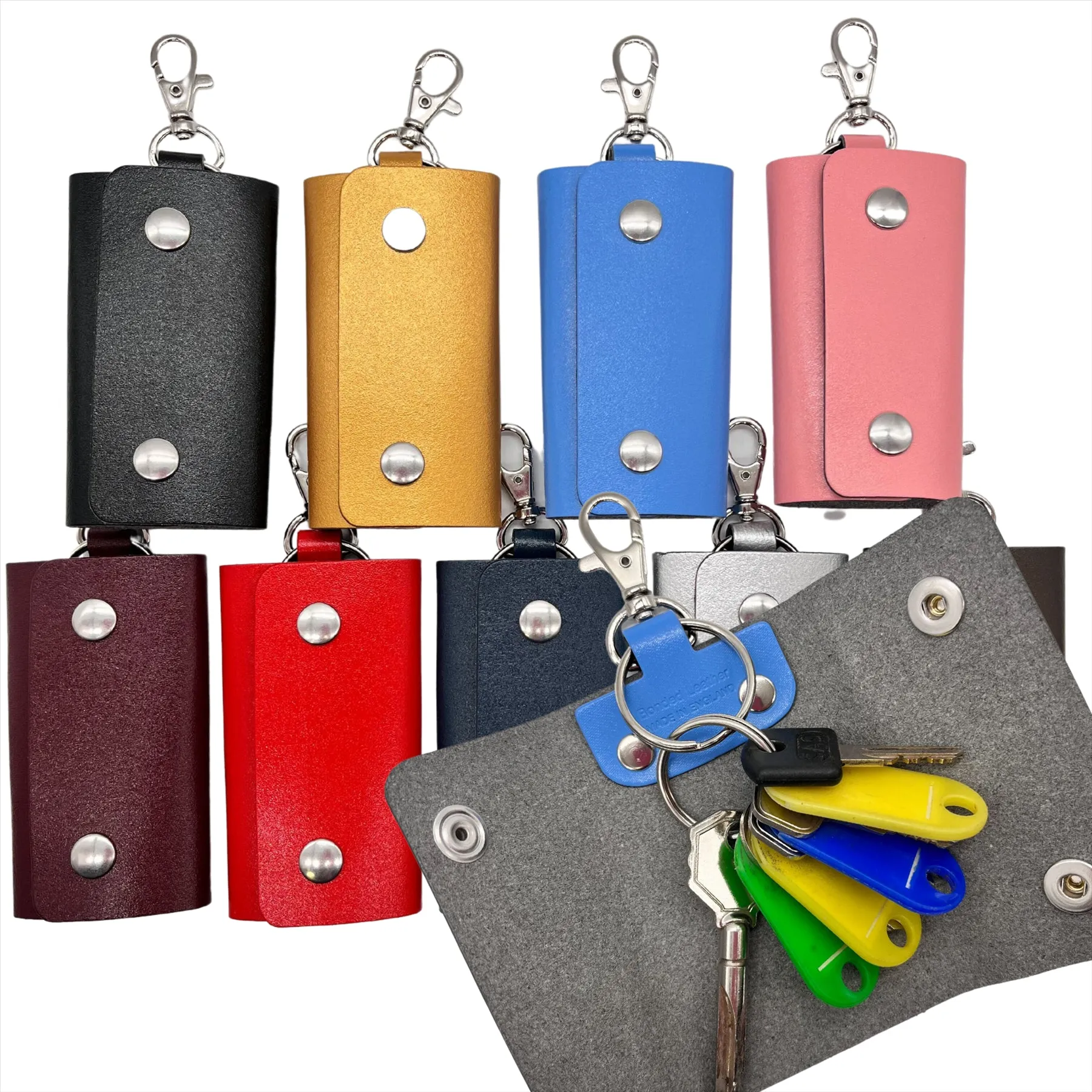 Personalised Custom Handmade Leather Key Wallet Pouch Bag Case Holder Key Ring
