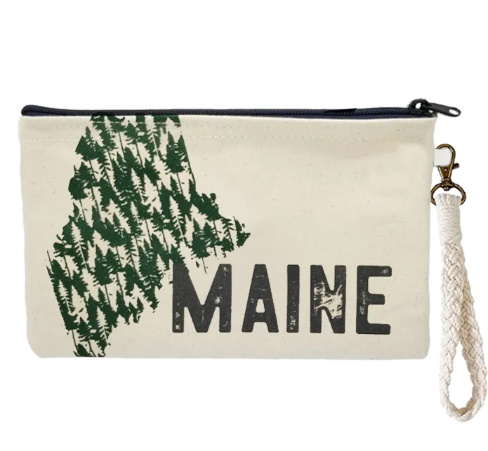 Pine State Zipper Pouch Wristlet