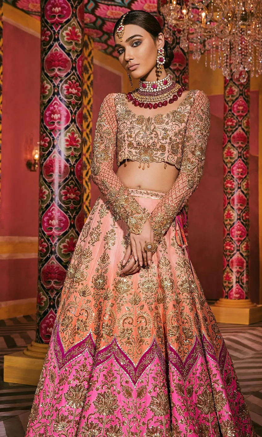 Pink and Peach Wedding Lehenga