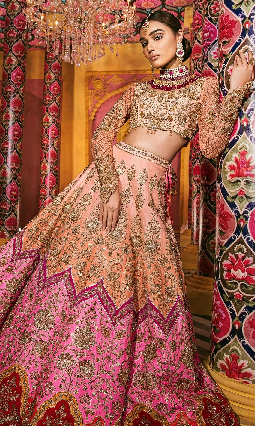 Pink and Peach Wedding Lehenga