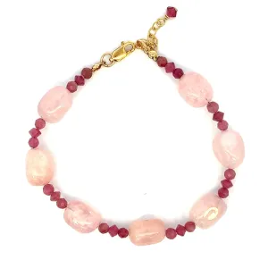 Pink Morganite And Tourmaline Bracelet 14k GF