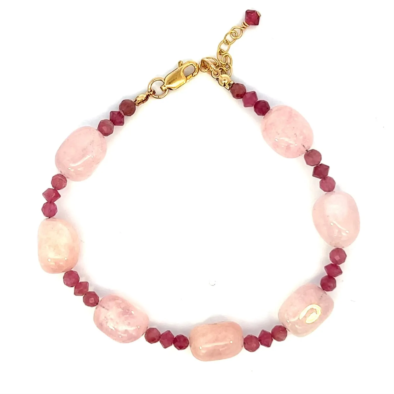 Pink Morganite And Tourmaline Bracelet 14k GF