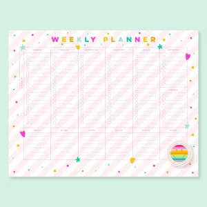Pink Stripes Weekly Planner Notepad