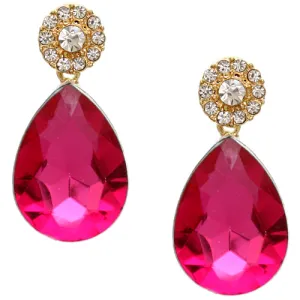Pink Teardrop Gemstone Post Earrings