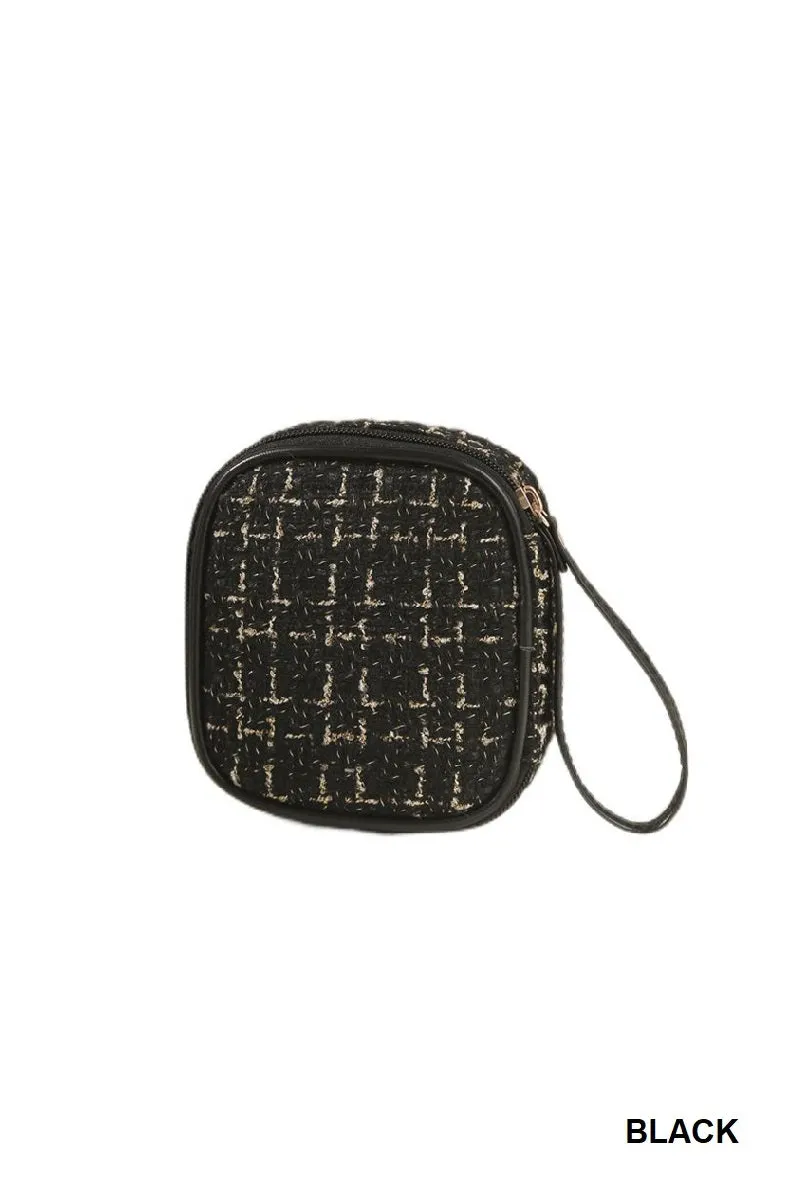 Plaid Tweed Cosmetic Travel Case