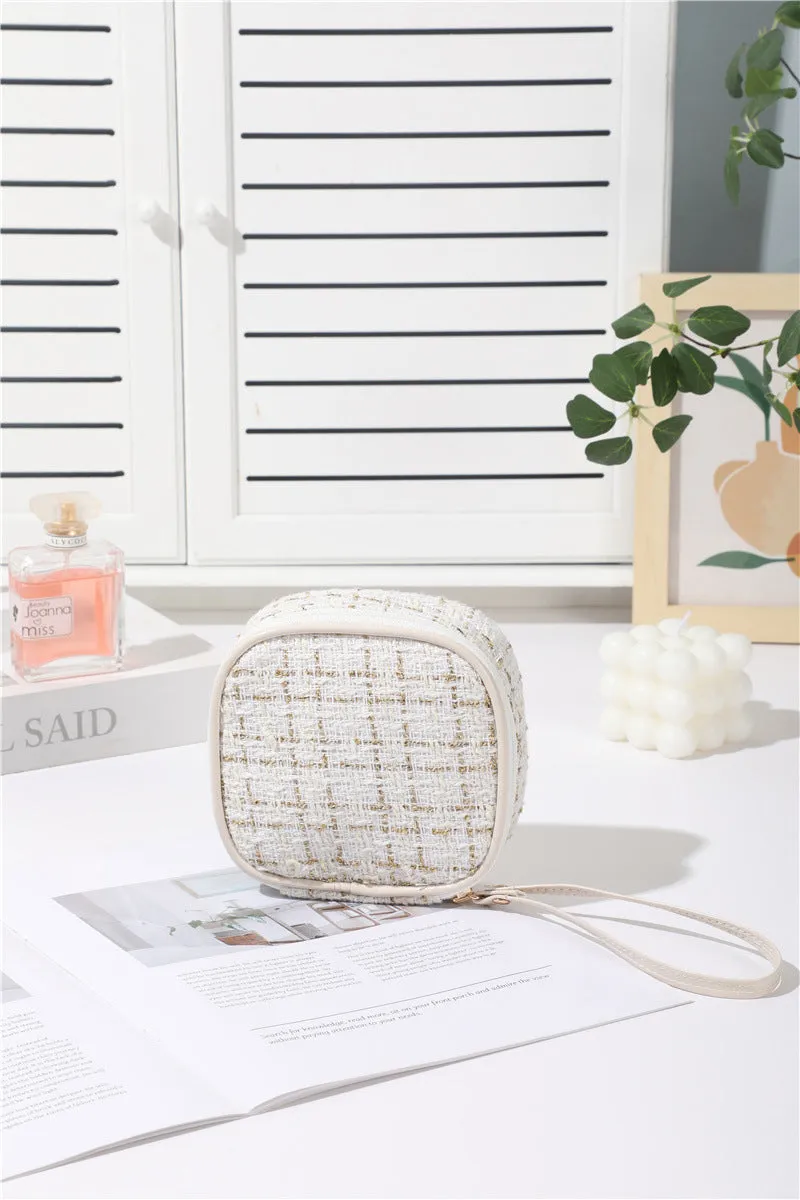 Plaid Tweed Cosmetic Travel Case