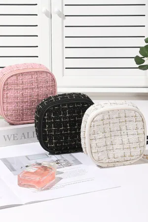 Plaid Tweed Cosmetic Travel Case