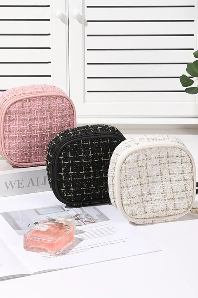 Plaid Tweed Cosmetic Travel Case