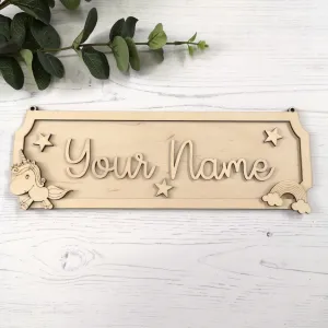 Plywood Personalised Street Sign Kit - Rainbow & Cloud