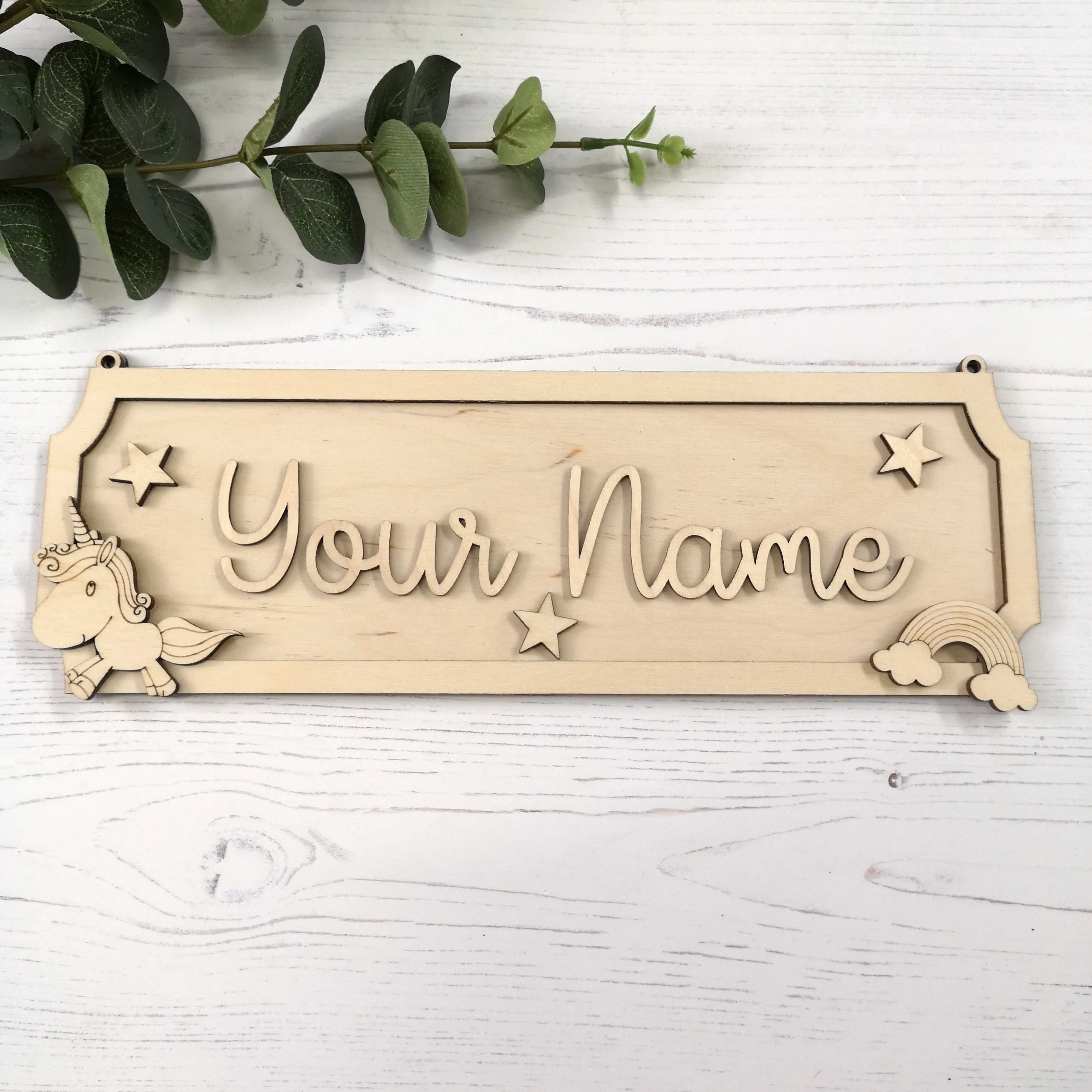 Plywood Personalised Street Sign Kit - Rainbow & Cloud
