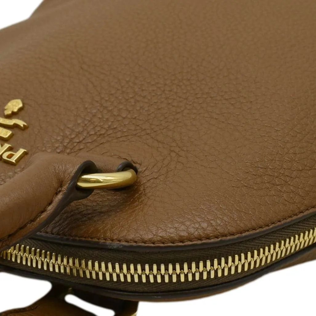 PRADA Vitello Daino Leather Tote Bag Brown