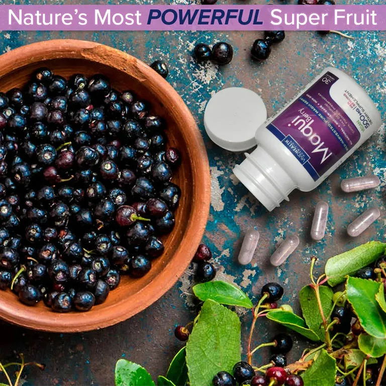 Pure, Natural Maqui Berry: Antioxidant Rich Superfood Supplement for Immune Support, Skin & Eye Health 30 Caps