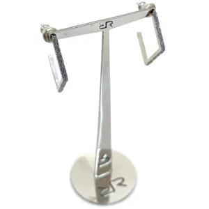 Rebecca Jolie Silver Black Diamond Powder Angular Hoop Earrings