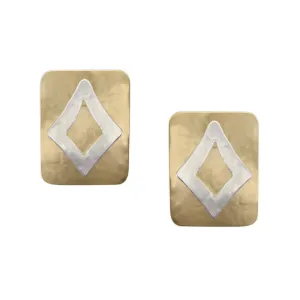 Rectangle with Open Diamond Post or Clip Earring