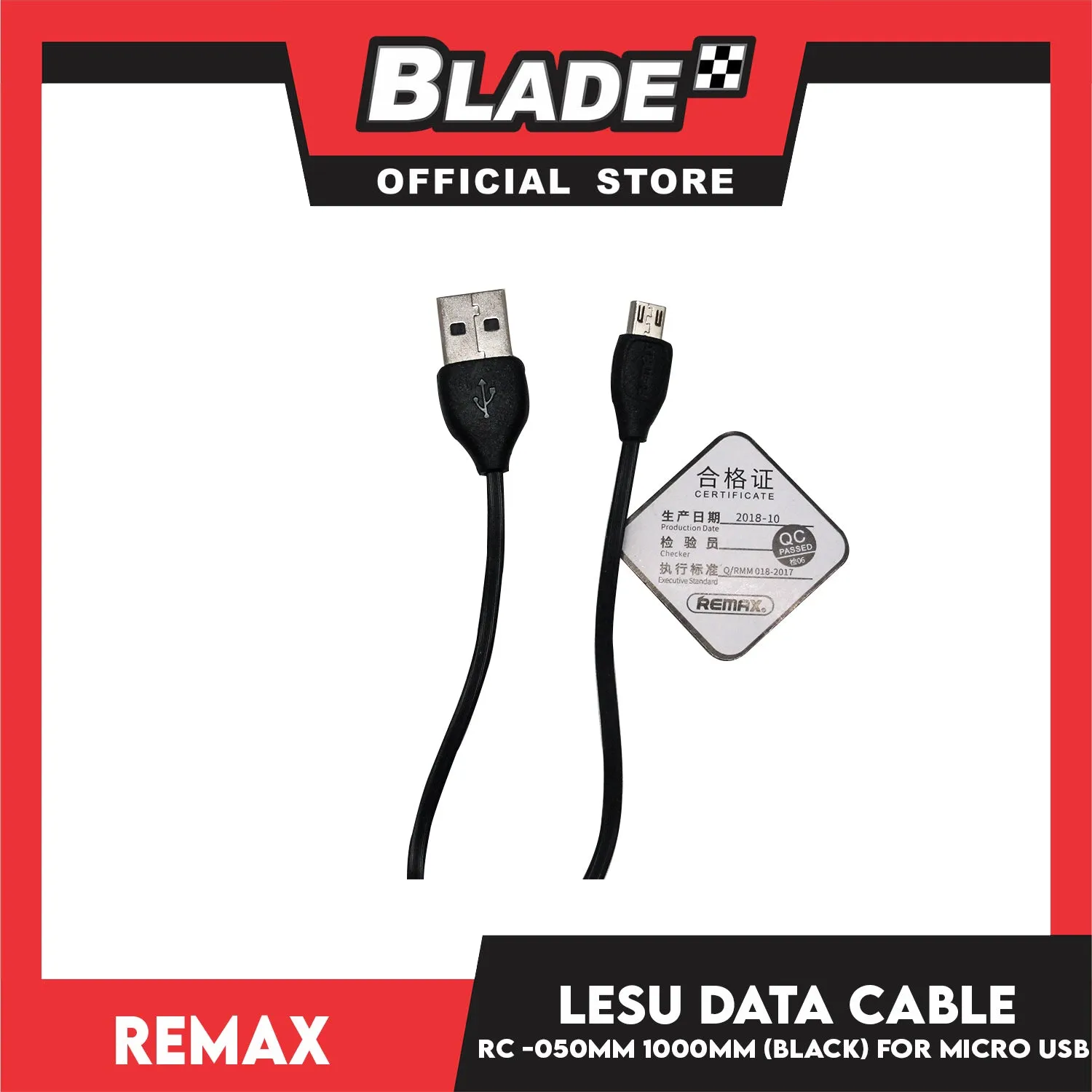 Remax Data Cable RC-050m 2A Micro USB LESU1000mm for Android. Samsung, Huawei, Xiaomi, Oppo. Also compatible to other various digital devices.