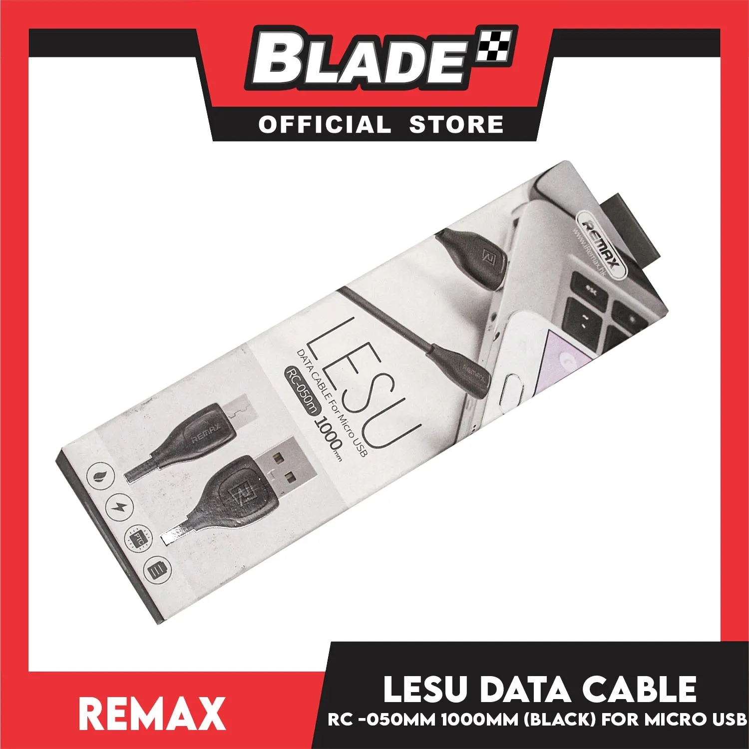 Remax Data Cable RC-050m 2A Micro USB LESU1000mm for Android. Samsung, Huawei, Xiaomi, Oppo. Also compatible to other various digital devices.