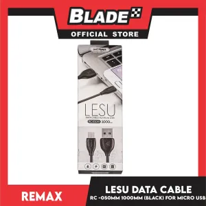 Remax Data Cable RC-050m 2A Micro USB LESU1000mm for Android. Samsung, Huawei, Xiaomi, Oppo. Also compatible to other various digital devices.