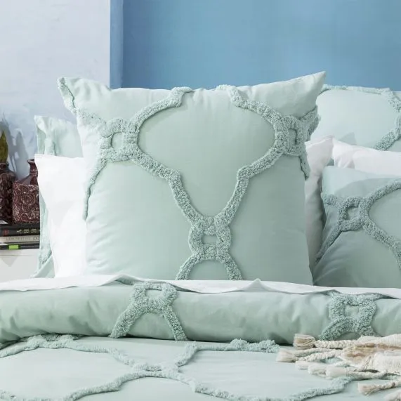 Renee Taylor Moroccan Cotton Chenille Vintage Washed Tufted Quilt Cover Sets - Sage