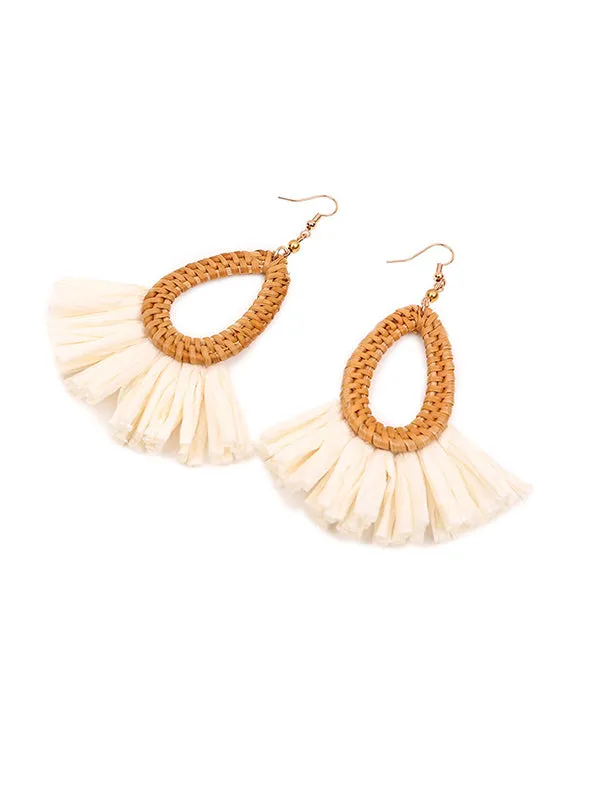 Retro Exaggeration Bohemian Rattan Earrings