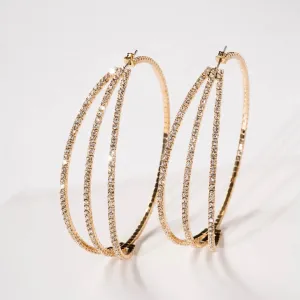 Rhinestone Layered Hoop Earrings