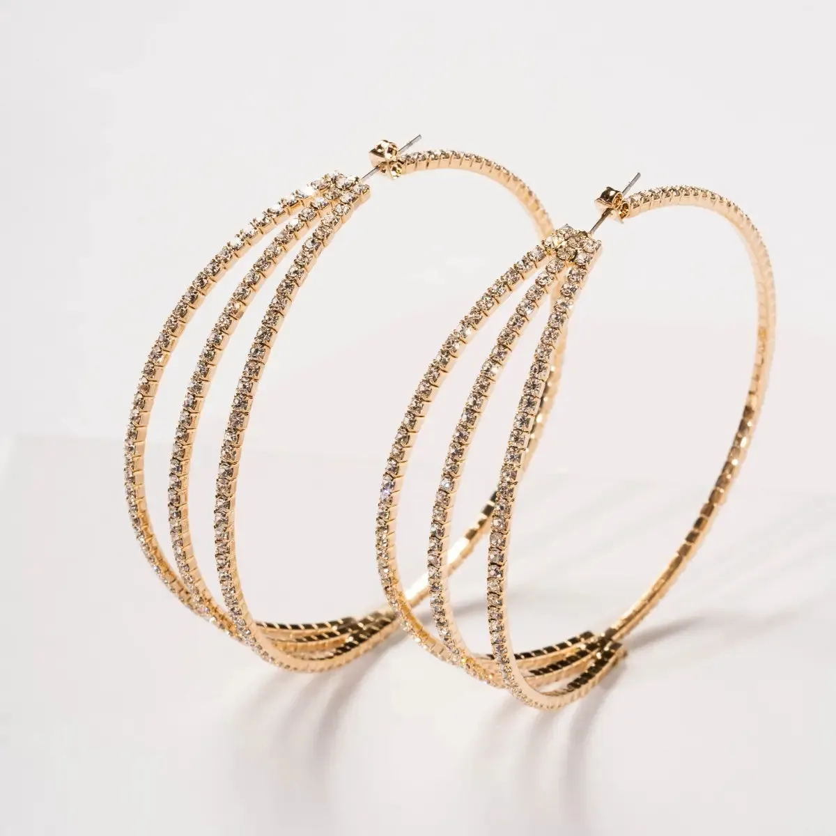 Rhinestone Layered Hoop Earrings