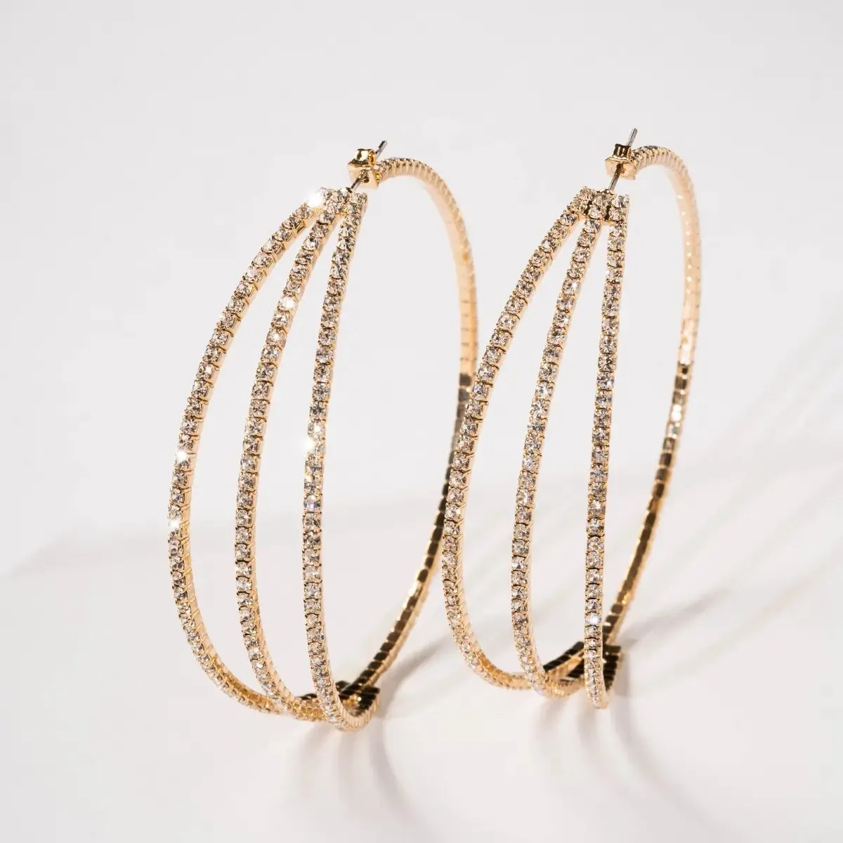 Rhinestone Layered Hoop Earrings