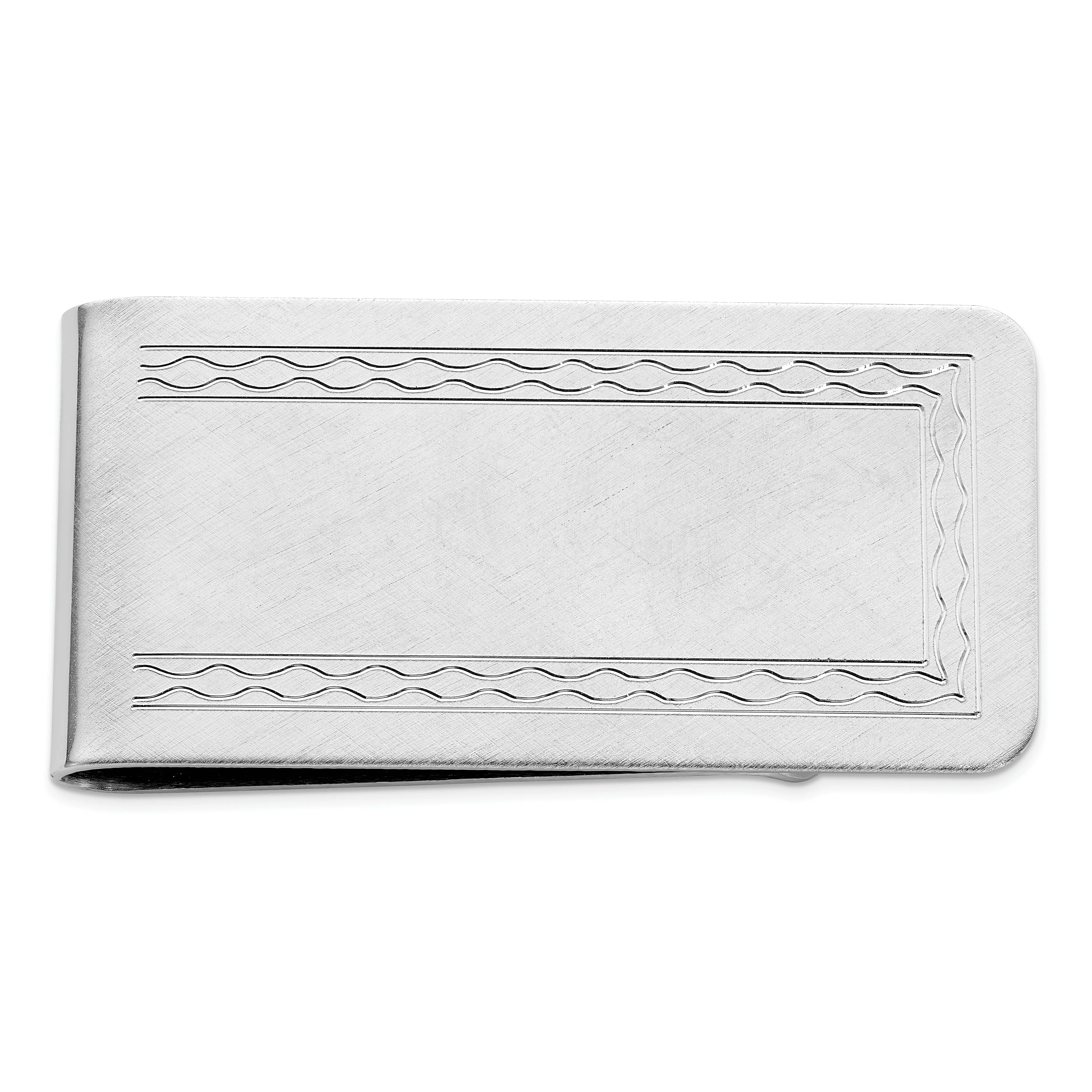 Rhodium Plated with Engravable Area Money Clip