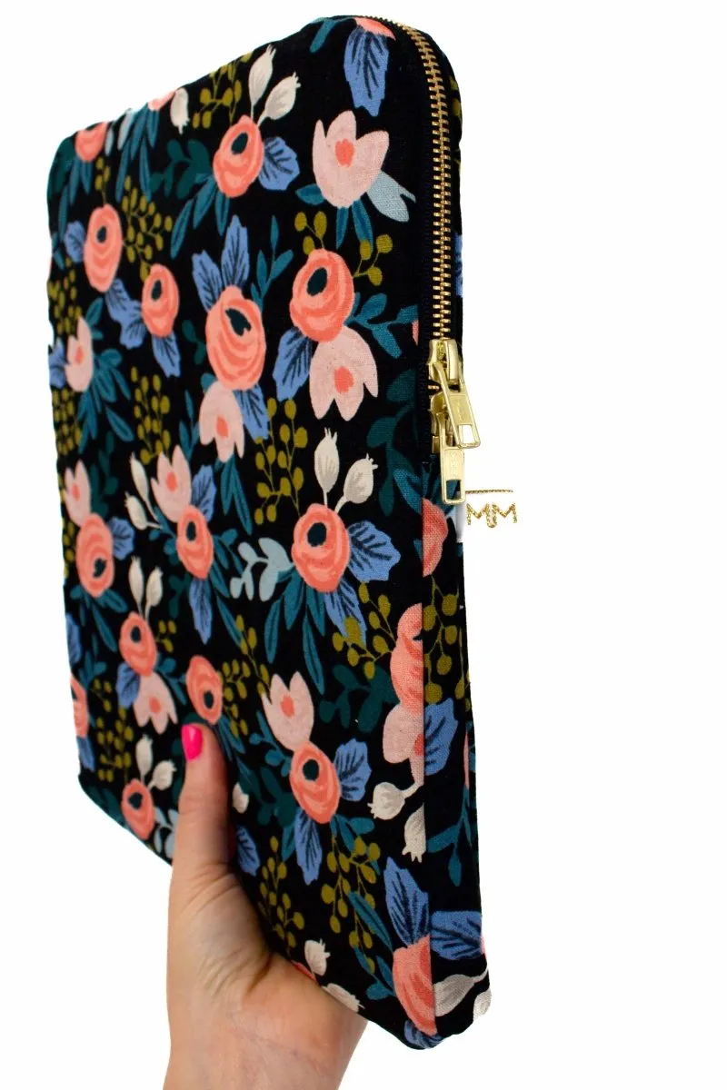 Rifle Paper Co. Midnight Garden Canvas 12.9" iPad Sleeve and Accessory Bag Bundle