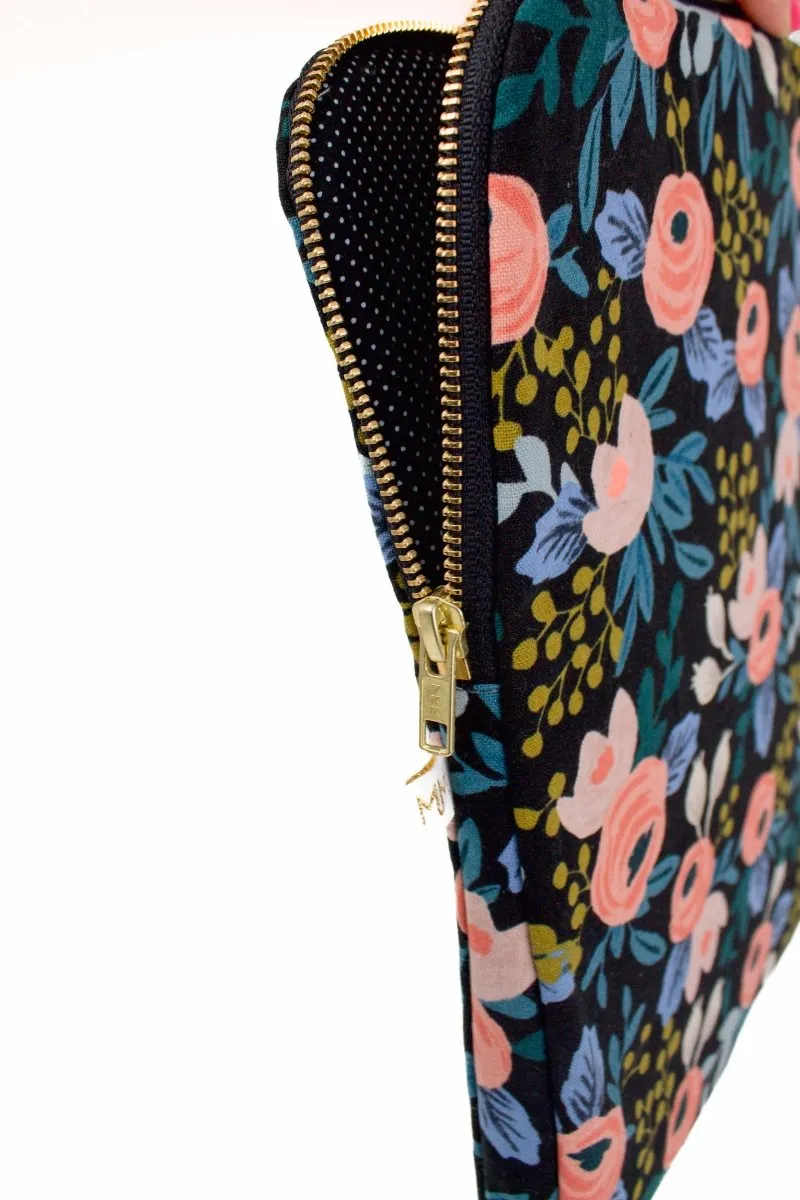 Rifle Paper Co. Midnight Garden Canvas 12.9" iPad Sleeve and Accessory Bag Bundle