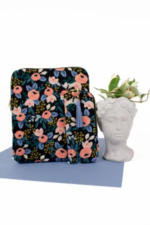 Rifle Paper Co. Midnight Garden Canvas 12.9" iPad Sleeve and Accessory Bag Bundle