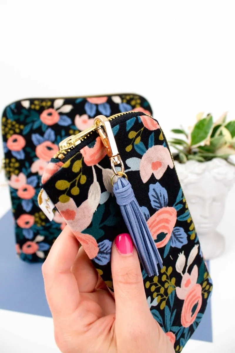 Rifle Paper Co. Midnight Garden Canvas 12.9" iPad Sleeve and Accessory Bag Bundle