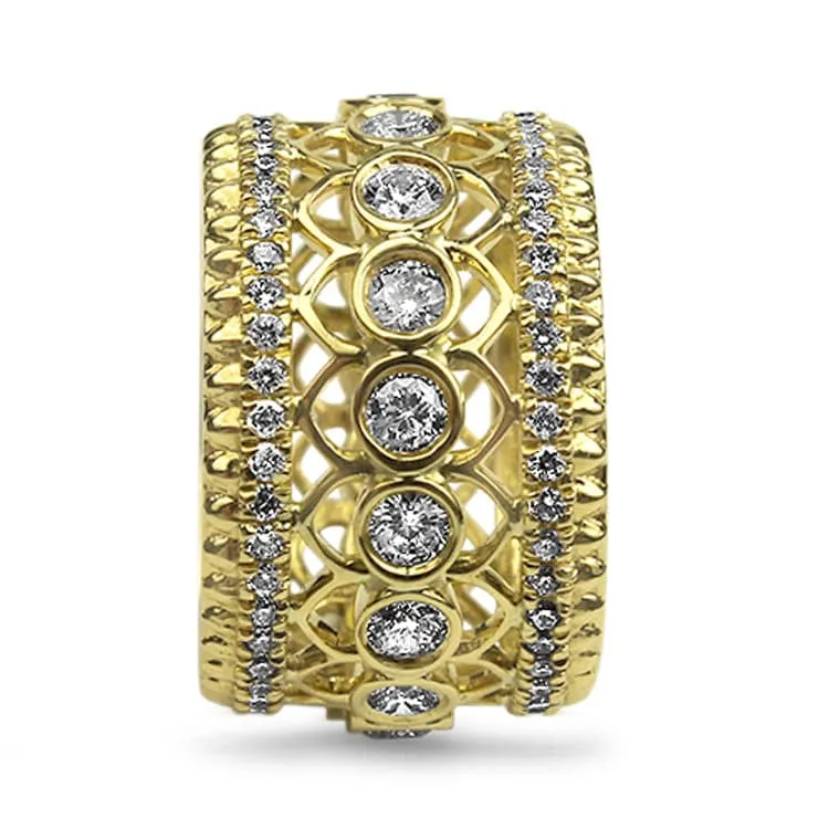 Roberto Coin 18k Yellow Gold Rosette Symmetric Diamond Band