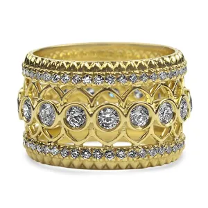 Roberto Coin 18k Yellow Gold Rosette Symmetric Diamond Band