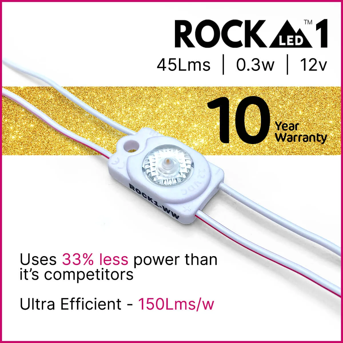 ROCK1 LED Module | IP67 | 0.3w | 12v | 150Lm/w | Buy in 1's & 200's