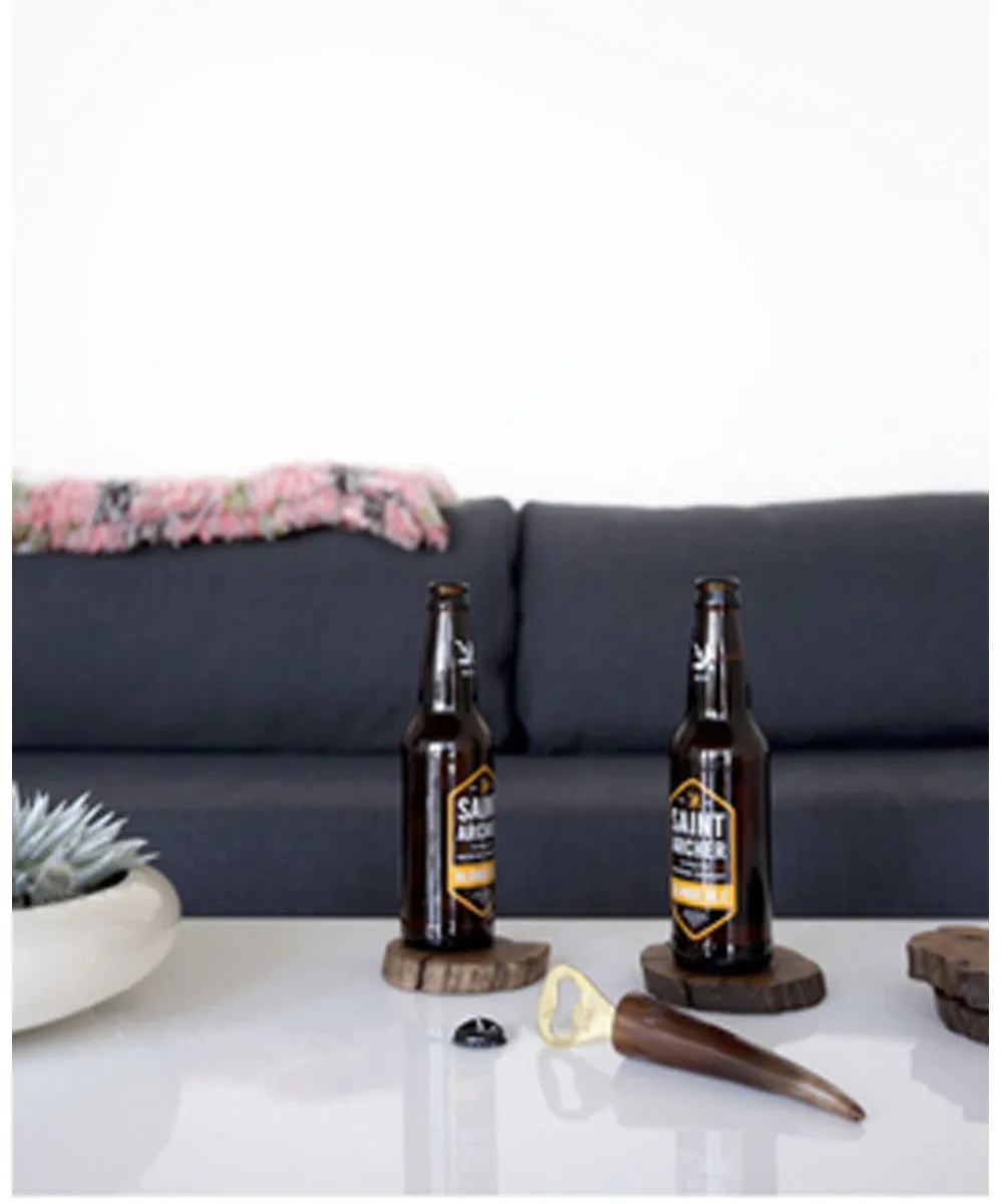 Rose and Fitzgerald Ankole Horn & Pure Brass Bottle Opener- Light