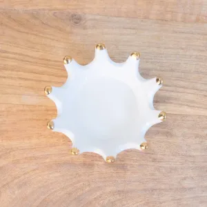 Royal Crown Trinket Dish   White/Gold   4.25"