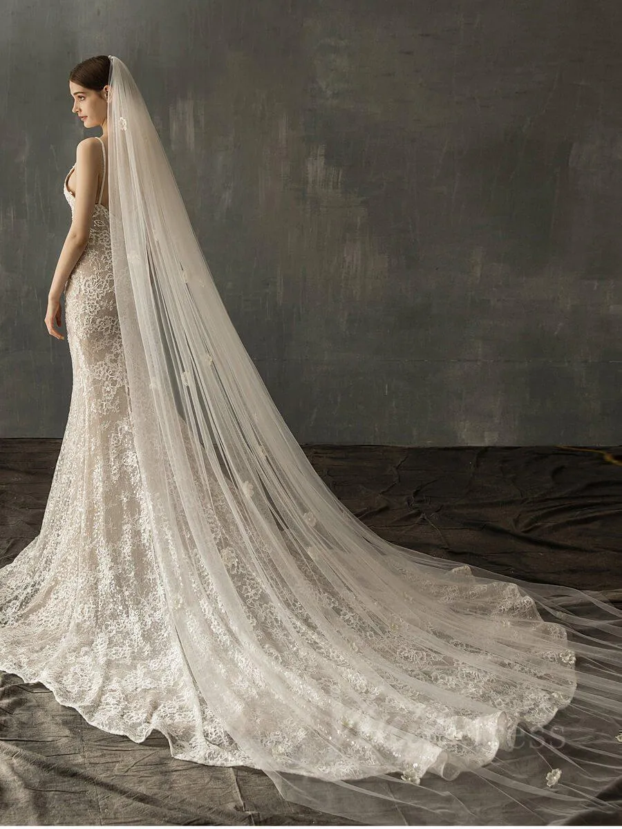 Roycebridal Elegant Floral Cathedral Veil For Bride AC1015