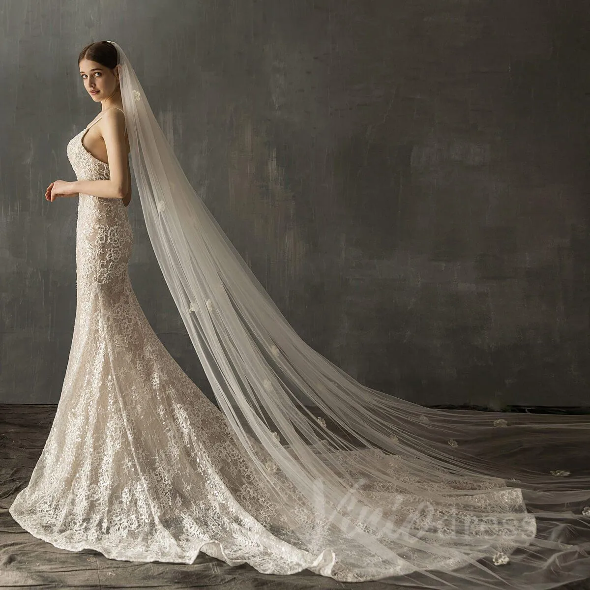 Roycebridal Elegant Floral Cathedral Veil For Bride AC1015