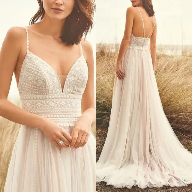 Roycebridal Wedding Dress Lace Bodice Elegant Bridal Dress