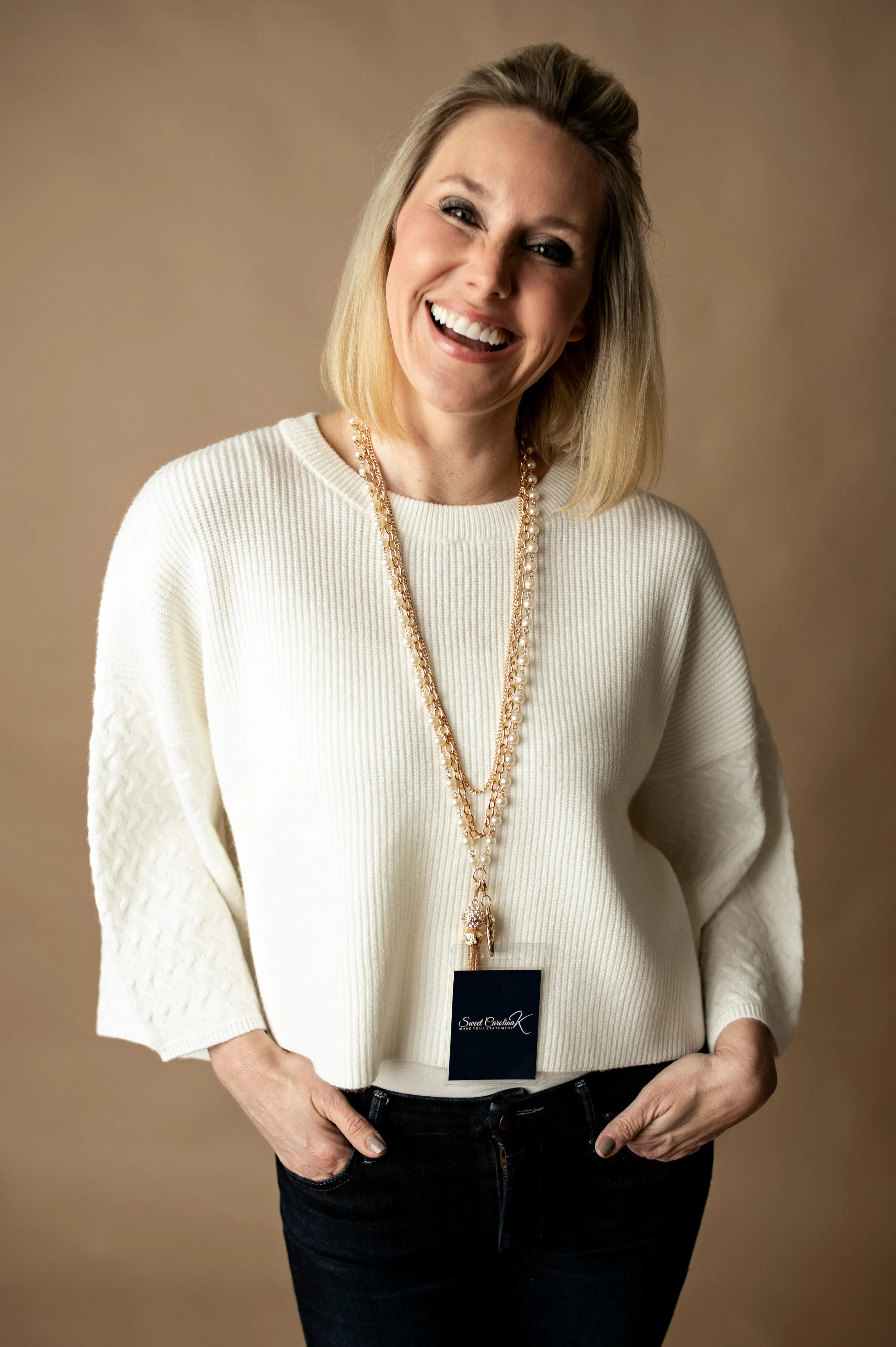 Sarah Layered Pearl Fashion Lanyard (Gold)