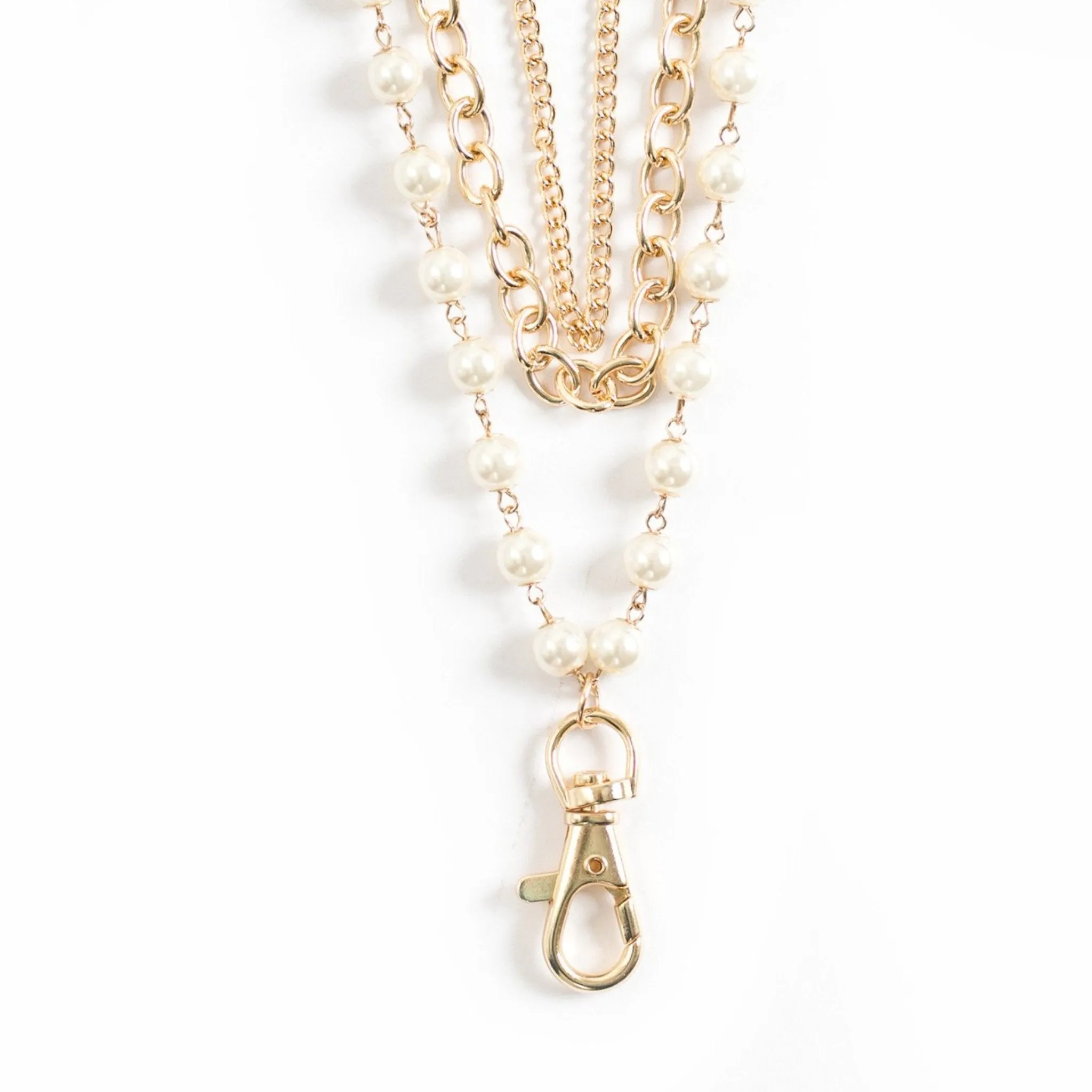 Sarah Layered Pearl Fashion Lanyard (Gold)