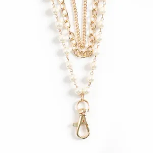 Sarah Layered Pearl Fashion Lanyard (Gold)