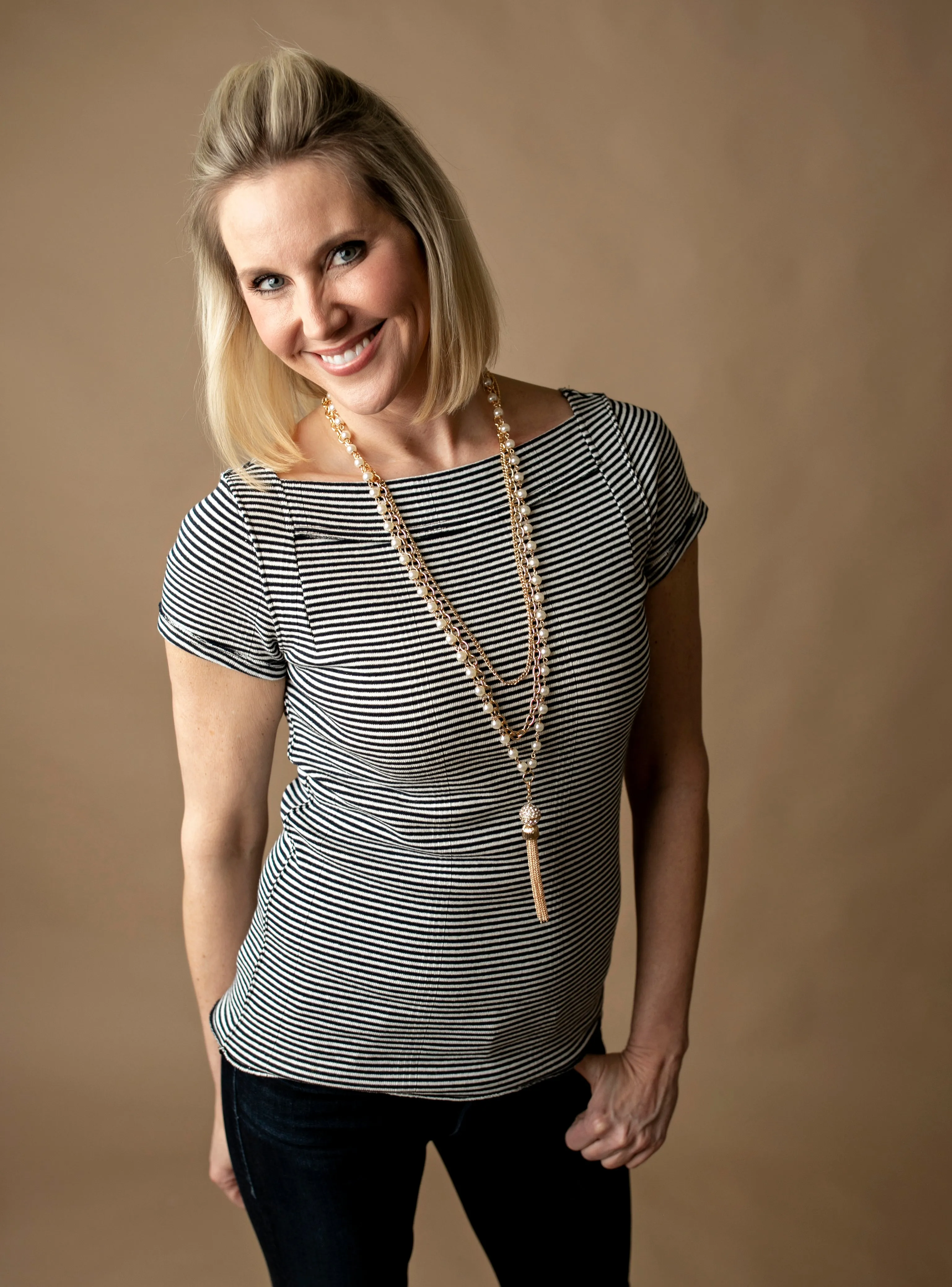 Sarah Layered Pearl Fashion Lanyard (Gold)