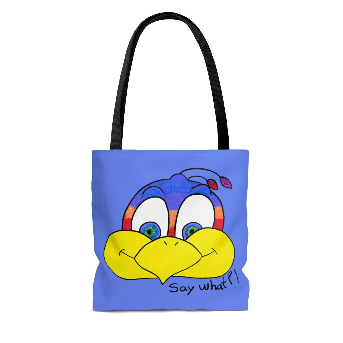 Say what?! light blue AOP Tote Bag