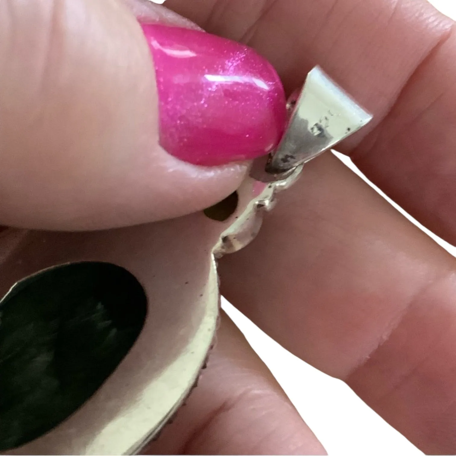Seraphinite & Peridot Solid 925 Sterling Silver Pendant