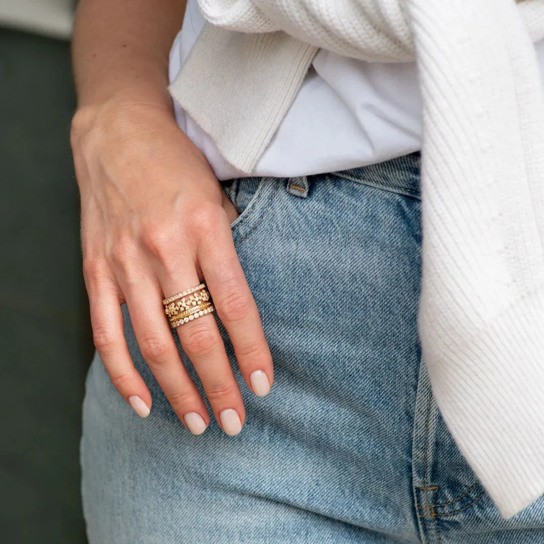 Sethi Couture 18k Yellow Gold Bead Band - Size 6.5