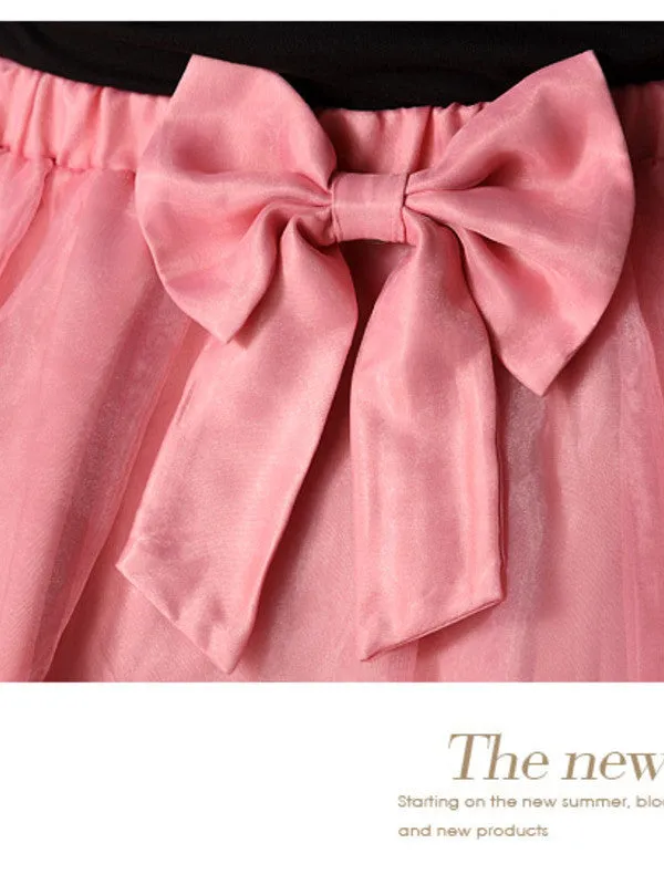 sheer layered bow skirt