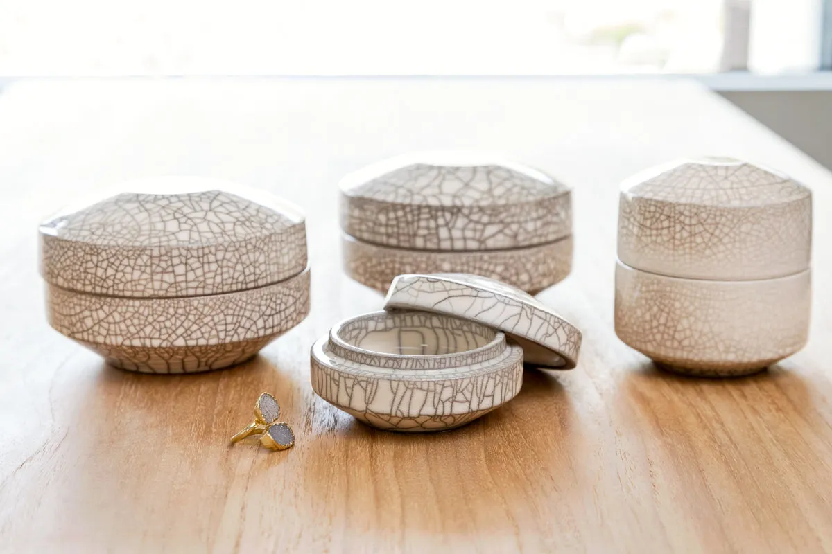 Shiny Raku Craquele Box with Lid